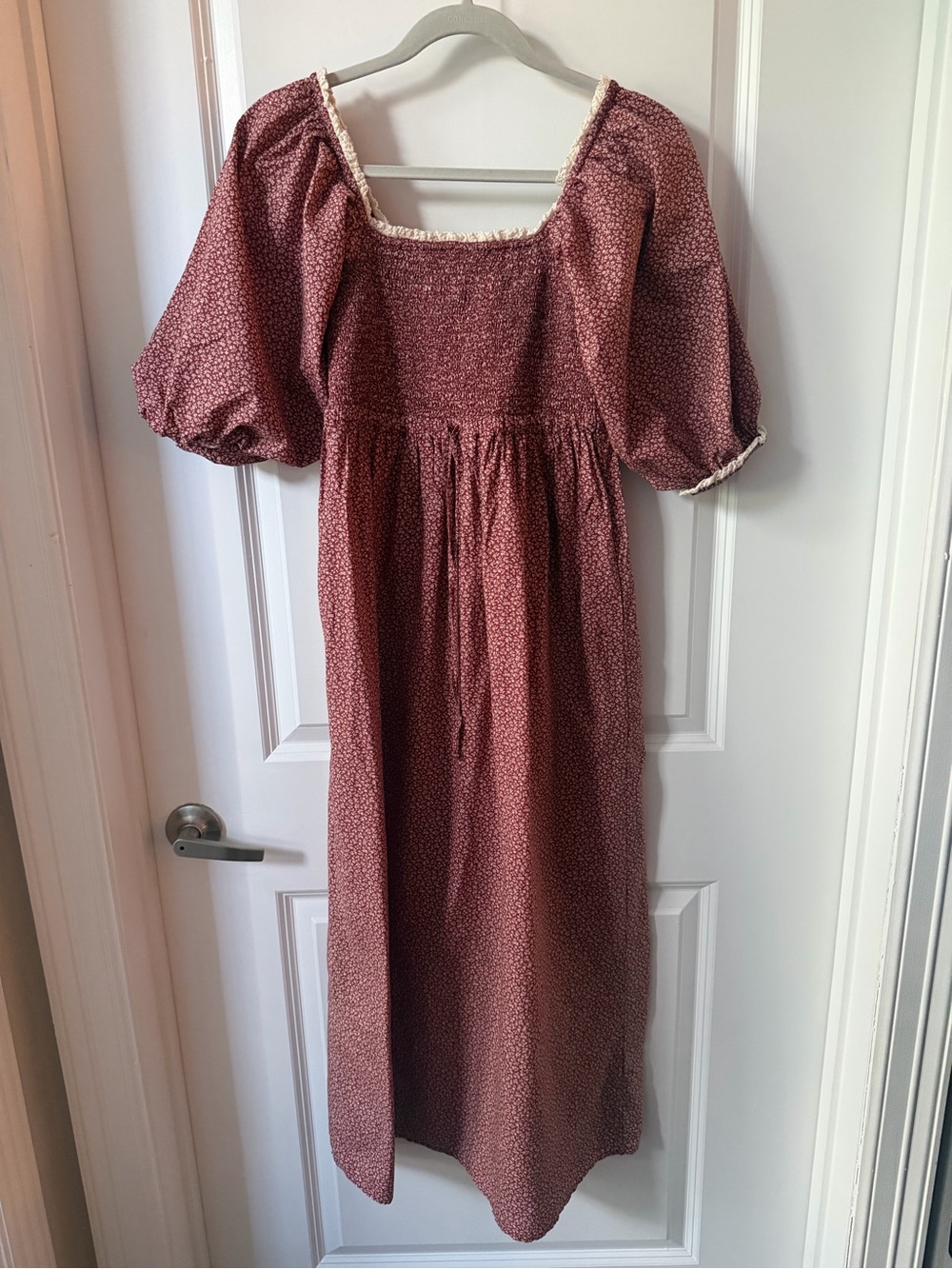 Christy Dawn Katrina Dusty Rose Floral Maxi Dress with Puff Sleeves